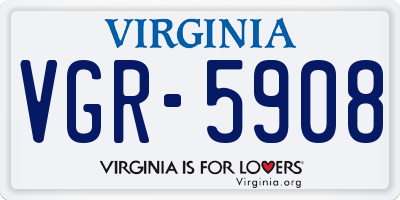 VA license plate VGR5908