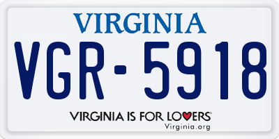 VA license plate VGR5918