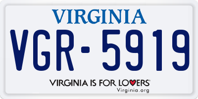 VA license plate VGR5919