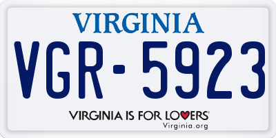 VA license plate VGR5923