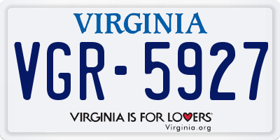 VA license plate VGR5927