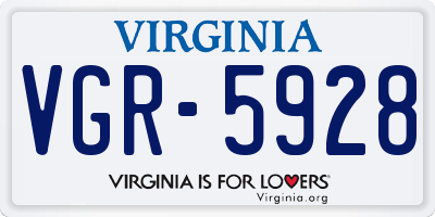 VA license plate VGR5928