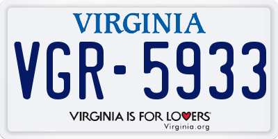 VA license plate VGR5933