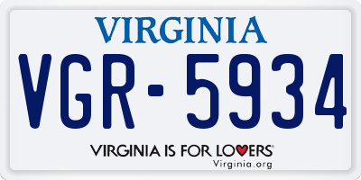 VA license plate VGR5934