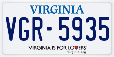VA license plate VGR5935