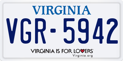 VA license plate VGR5942