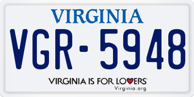 VA license plate VGR5948