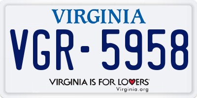 VA license plate VGR5958