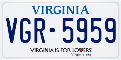 VA license plate VGR5959