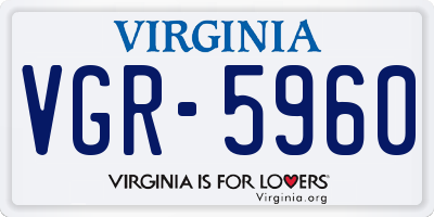 VA license plate VGR5960