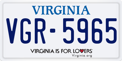 VA license plate VGR5965