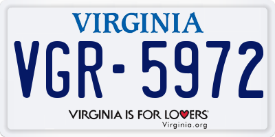 VA license plate VGR5972