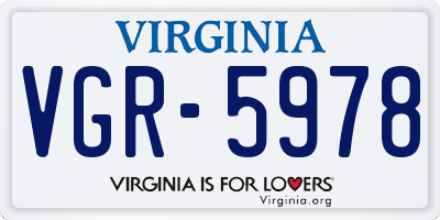 VA license plate VGR5978