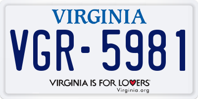 VA license plate VGR5981