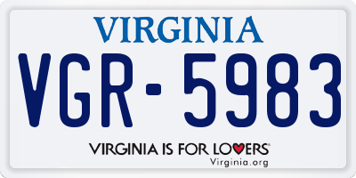VA license plate VGR5983