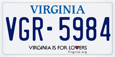 VA license plate VGR5984