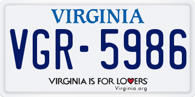 VA license plate VGR5986