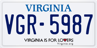 VA license plate VGR5987