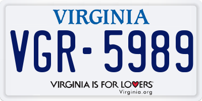 VA license plate VGR5989