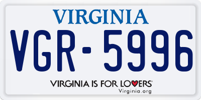 VA license plate VGR5996