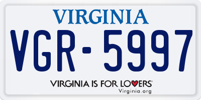 VA license plate VGR5997