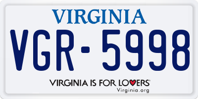 VA license plate VGR5998
