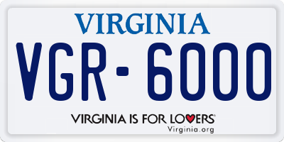 VA license plate VGR6000