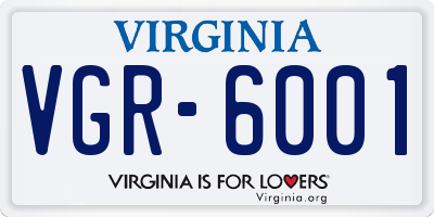 VA license plate VGR6001