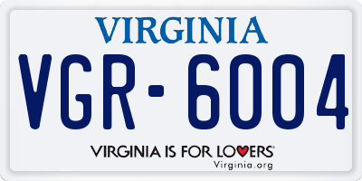 VA license plate VGR6004