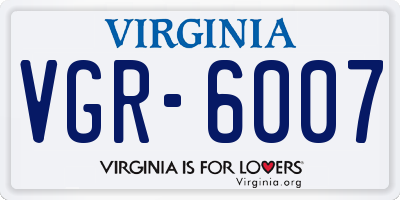 VA license plate VGR6007
