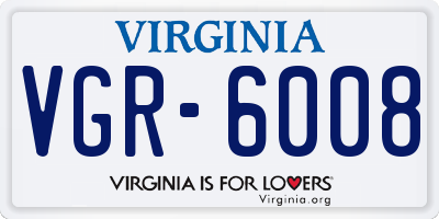 VA license plate VGR6008