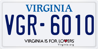 VA license plate VGR6010