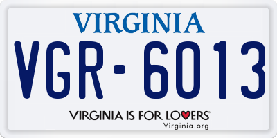 VA license plate VGR6013