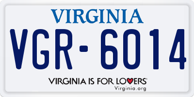 VA license plate VGR6014