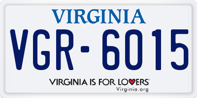 VA license plate VGR6015