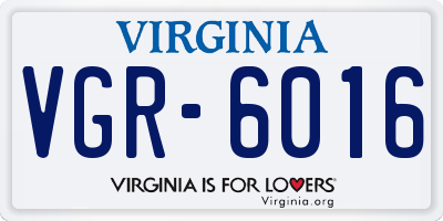 VA license plate VGR6016
