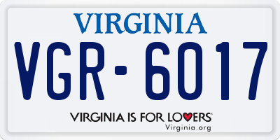 VA license plate VGR6017
