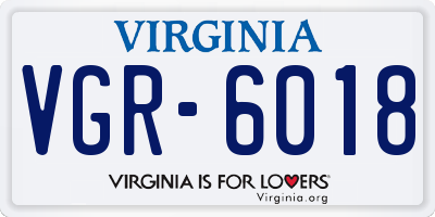 VA license plate VGR6018