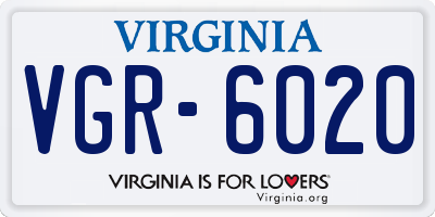VA license plate VGR6020