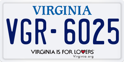 VA license plate VGR6025