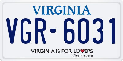 VA license plate VGR6031