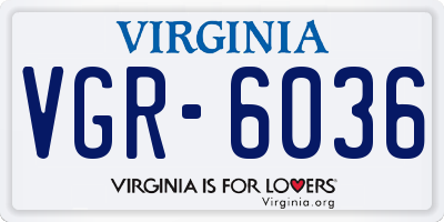 VA license plate VGR6036