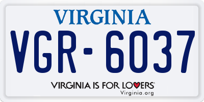 VA license plate VGR6037