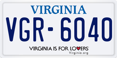 VA license plate VGR6040