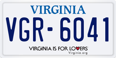 VA license plate VGR6041