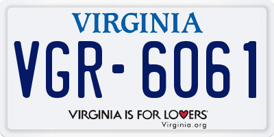 VA license plate VGR6061