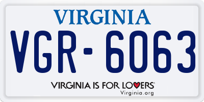 VA license plate VGR6063