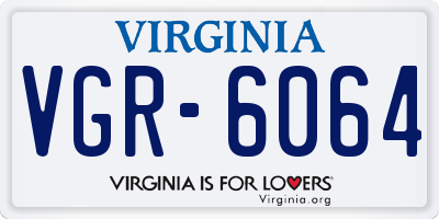 VA license plate VGR6064