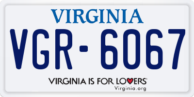 VA license plate VGR6067