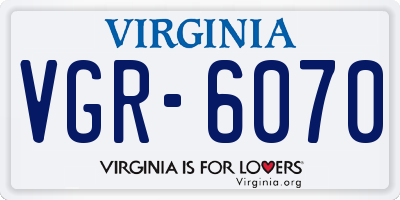 VA license plate VGR6070
